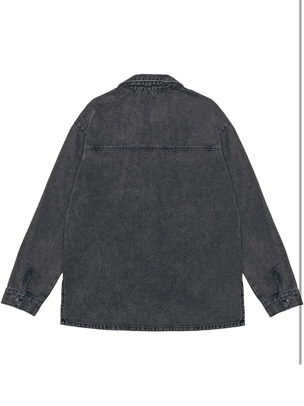 Washed Charcoal Gray Oversized Denim Shacket - Picture 6 of 7